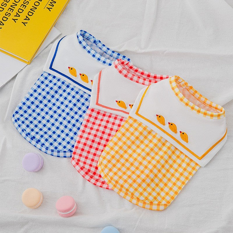 checkered pet vest breathable cotton