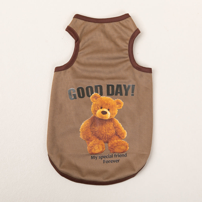 Teddy Bear Summer Pet Vest – Lightweight Breathable Dog Shirt | 夏季泰迪熊寵物薄款背心 輕便透氣狗狗衣服
