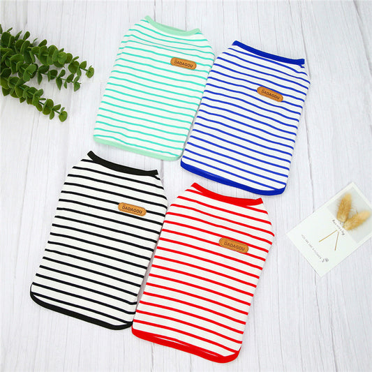 	Striped cotton dog vests in 4 colors