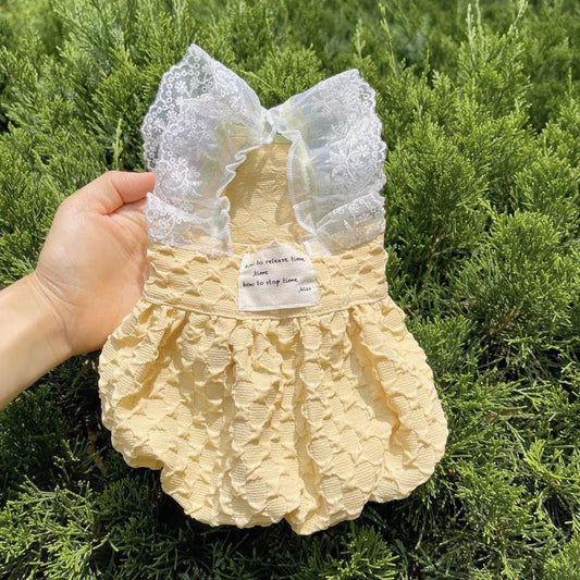yellow lace suspender dress for dogs